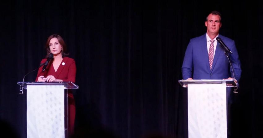  Hofmeister, Stitt face each other in gubernatorial debate (Barbara Hoberock/Tulsa World)