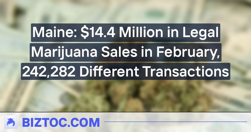  Maine: $14.4 Million in Legal Marijuana Sales in February, 242,282 Different Transactions
