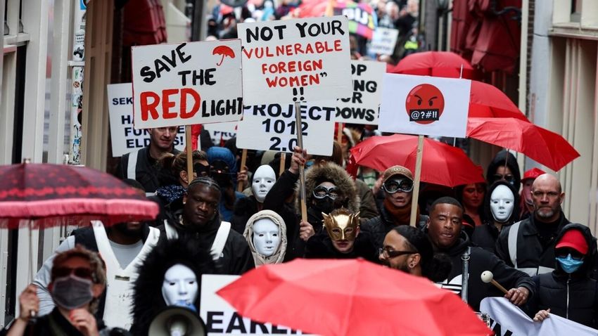  Amsterdam sex workers protest red light closure plans