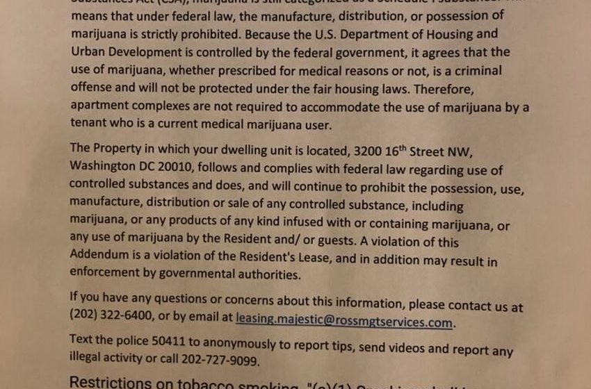  “it states that marijuana will not be allowed at all in any the building even if the user has a medical prescription”