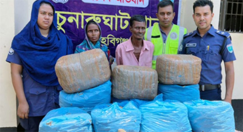  Four held with 5kg hemp in Habiganj drives