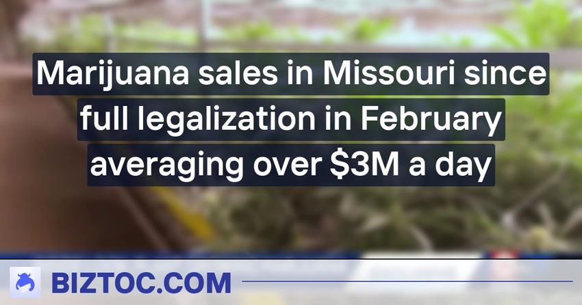  Marijuana sales in Missouri since full legalization in February averaging over $3M a day