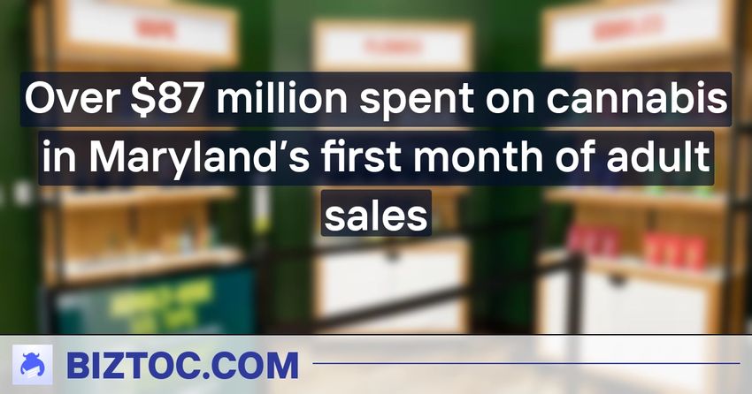  Over $87 million spent on cannabis in Maryland’s first month of adult sales