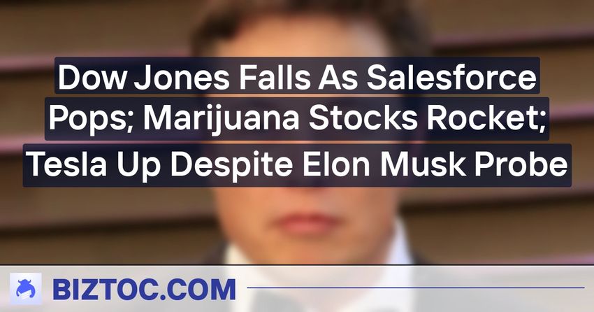  Dow Jones Falls As Salesforce Pops; Marijuana Stocks Rocket; Tesla Up Despite Elon Musk Probe