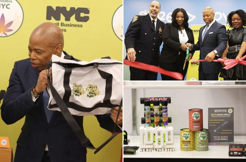  ‘Cannabis Mayor Eric Adams’ gifted weed bag during first public visit to NYC pot shop – with no marijuana inside: ‘Oh, you need some?’