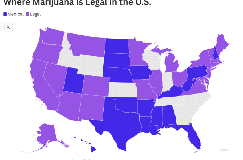 Map Shows Where Marijuana Is Legal as Pennsylvania Bill Moves Forward