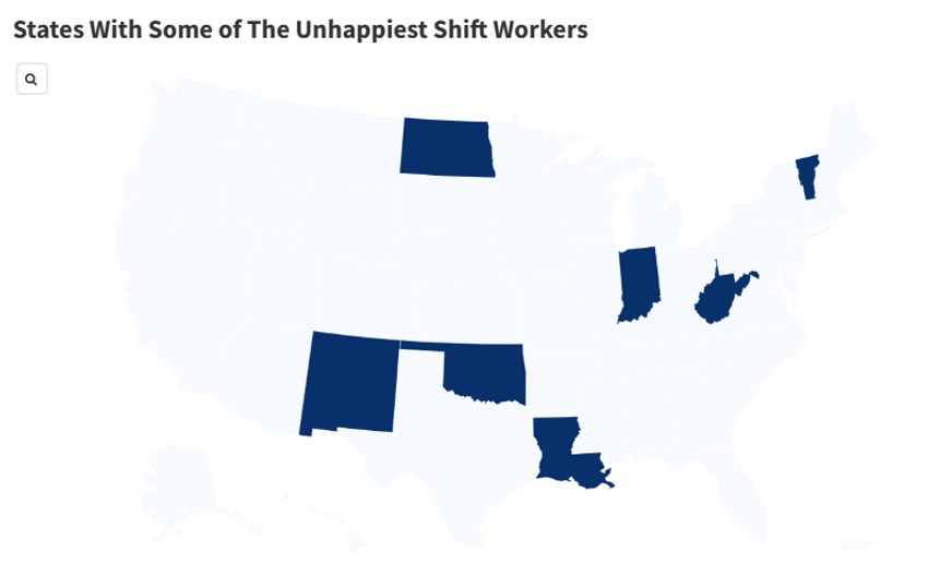 Map Shows States With Unhappiest Shift Workers, According to Study