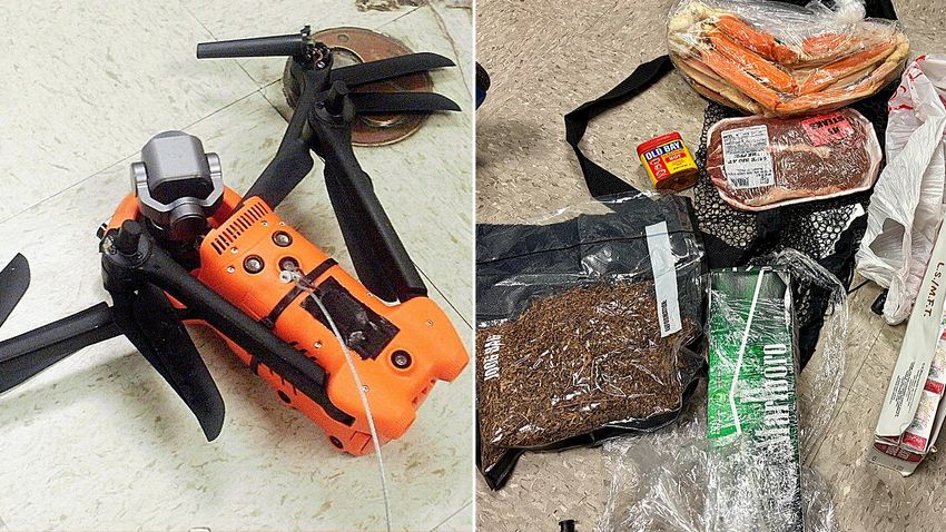  Prison officers intercept drone delivering steak, crab legs with seasoning to inmates in contraband drop