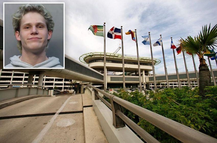  Smirking Texas man, 23, caught at Miami airport with a whopping 75 pounds of marijuana — stashed inside his luggage