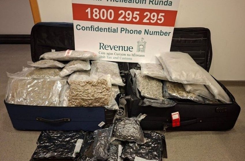  $1.5M haul of meth and cannabis arriving on flight from Canada seized at Dublin airport