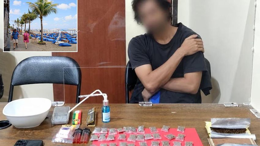  Australian man arrested in Bali allegedly with large amount of cannabis and drug paraphernalia after local tip off about a ‘dealer’ in the area