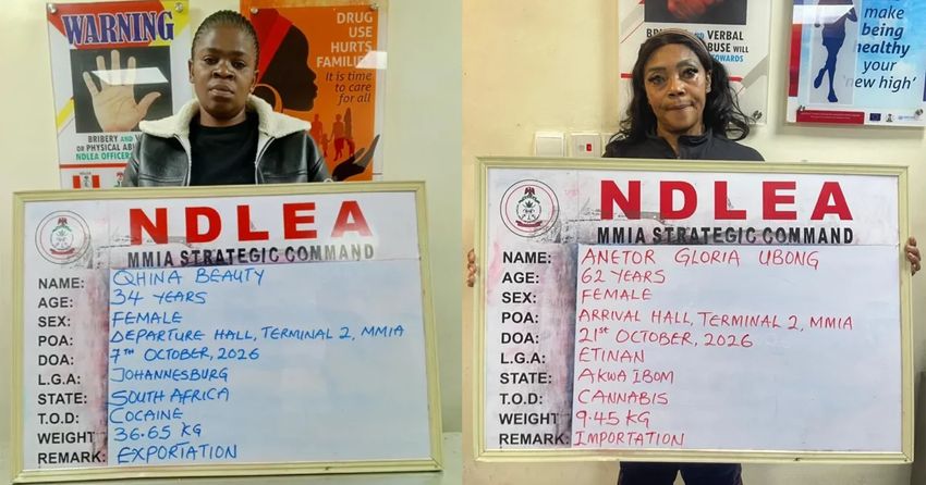  NDLEA arrests S’African with cocaine, grandma with cannabis